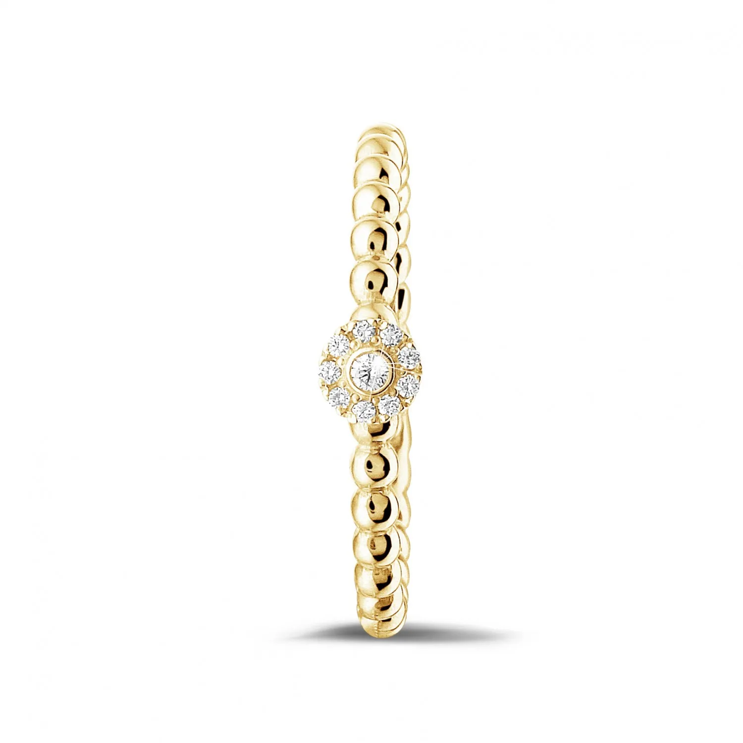 0.04 quilates anillo de diamantes de combinación con bolitas en oro amarillo 