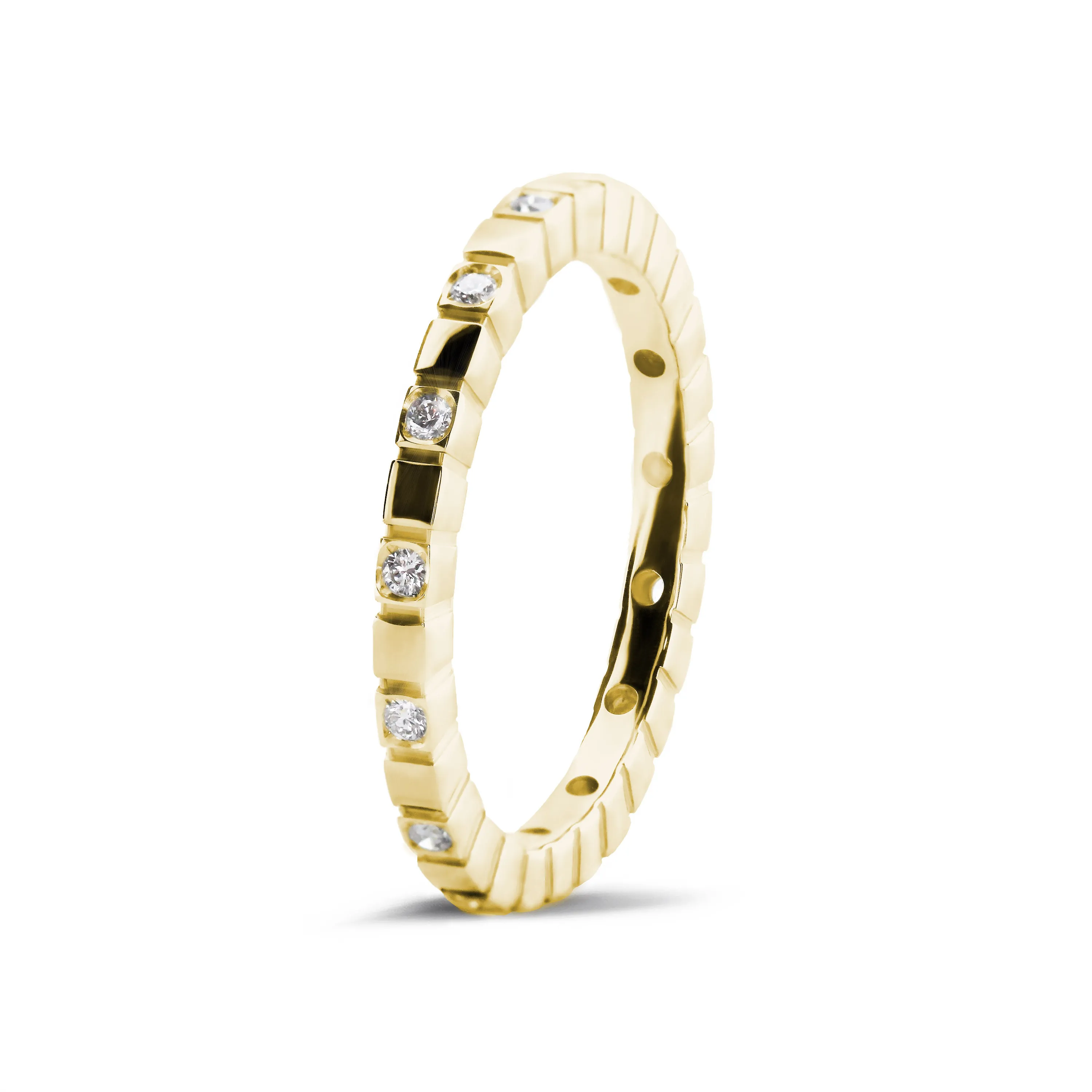 0.07 quilates anillo cuadros de diamantes de combinación en oro amarillo 