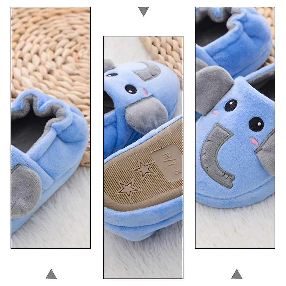 1 par de dibujos animados de zapatillas de casa para niños de invierno y zapatos cálidos antideslizantes