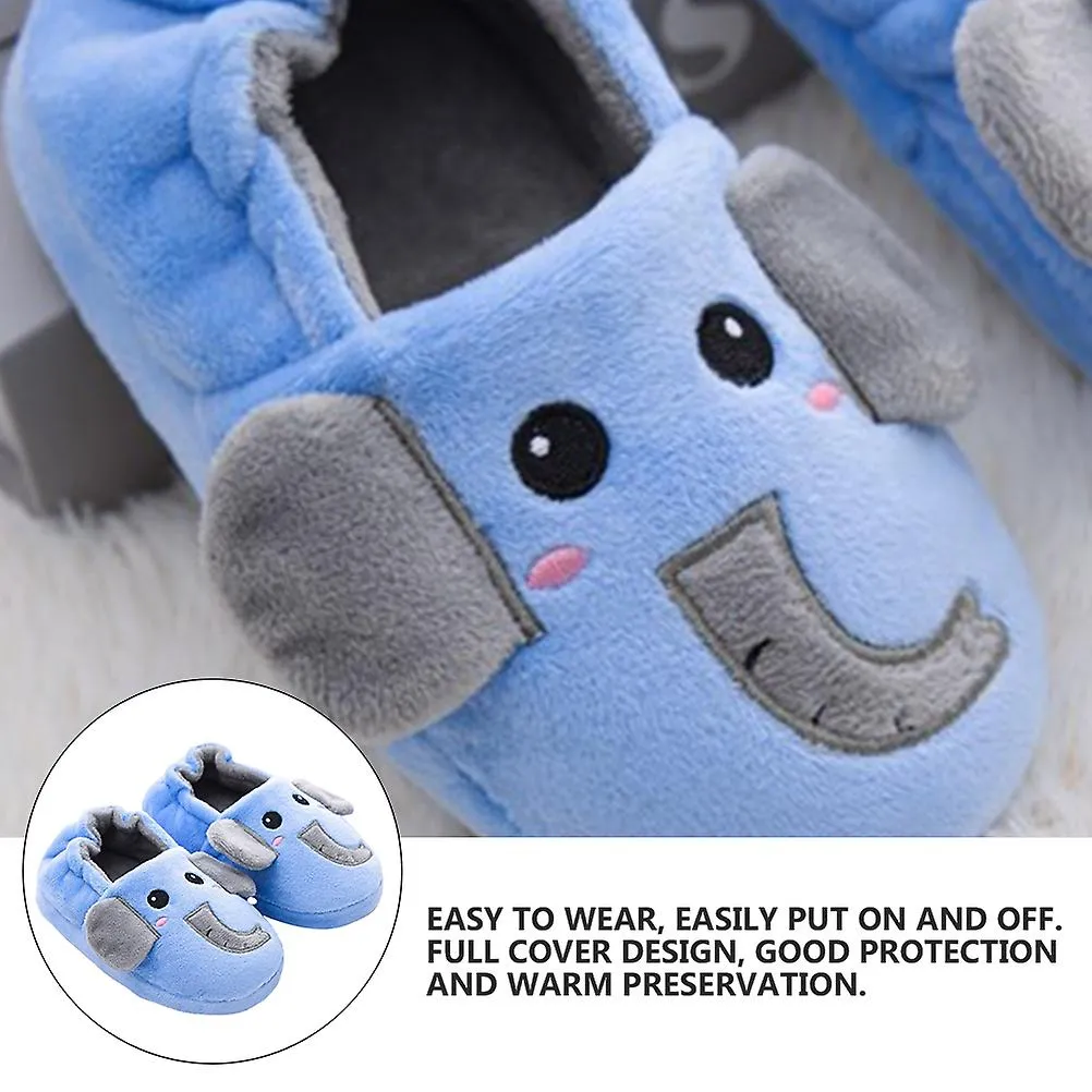 1 par de dibujos animados de zapatillas de casa para niños de invierno y zapatos cálidos antideslizantes