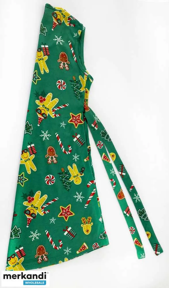 200 piezas Berlinsel Vestido de Navidad Madre Hija Verde Impreso Ropa, Textiles Venta al por mayor Stock restante