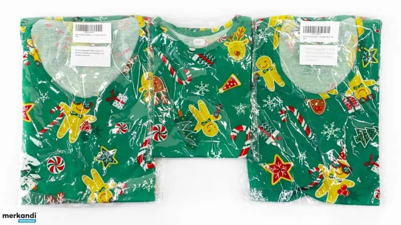 200 piezas Berlinsel Vestido de Navidad Madre Hija Verde Impreso Ropa, Textiles Venta al por mayor Stock restante