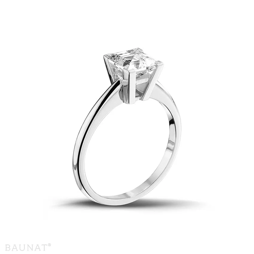 2.00 quilates anillo solitario en platino con diamante talla princesa 