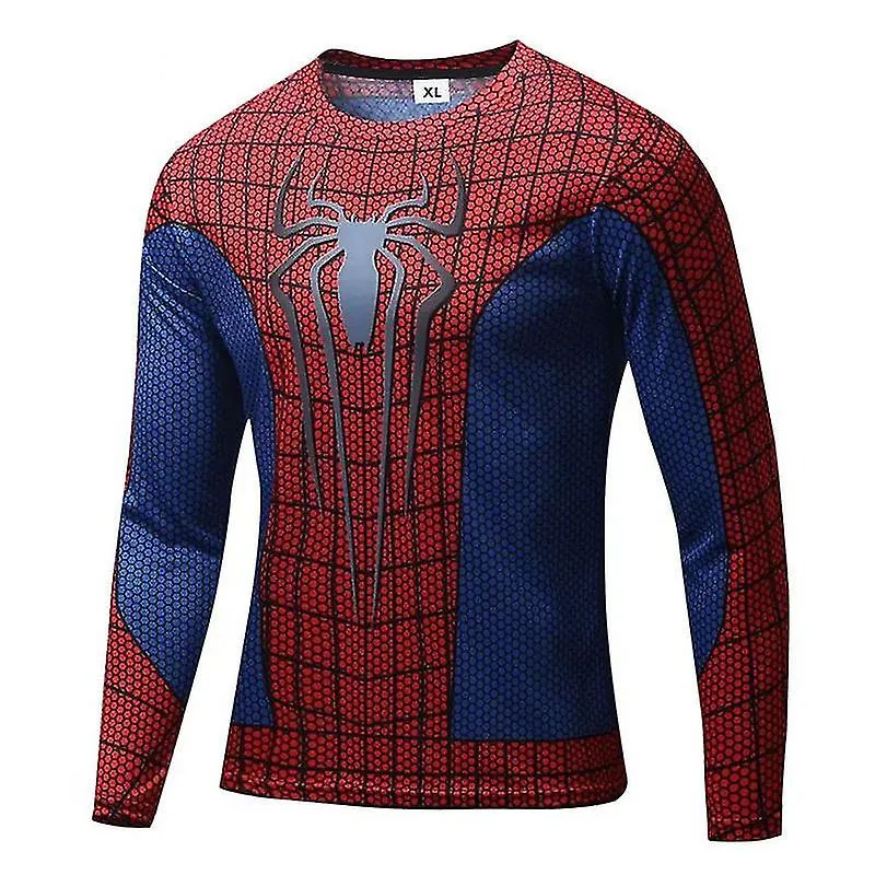 3d Spiderman Print Ropa Fitness Ropa Medias Rápido Seco Camiseta manga larga Hombres