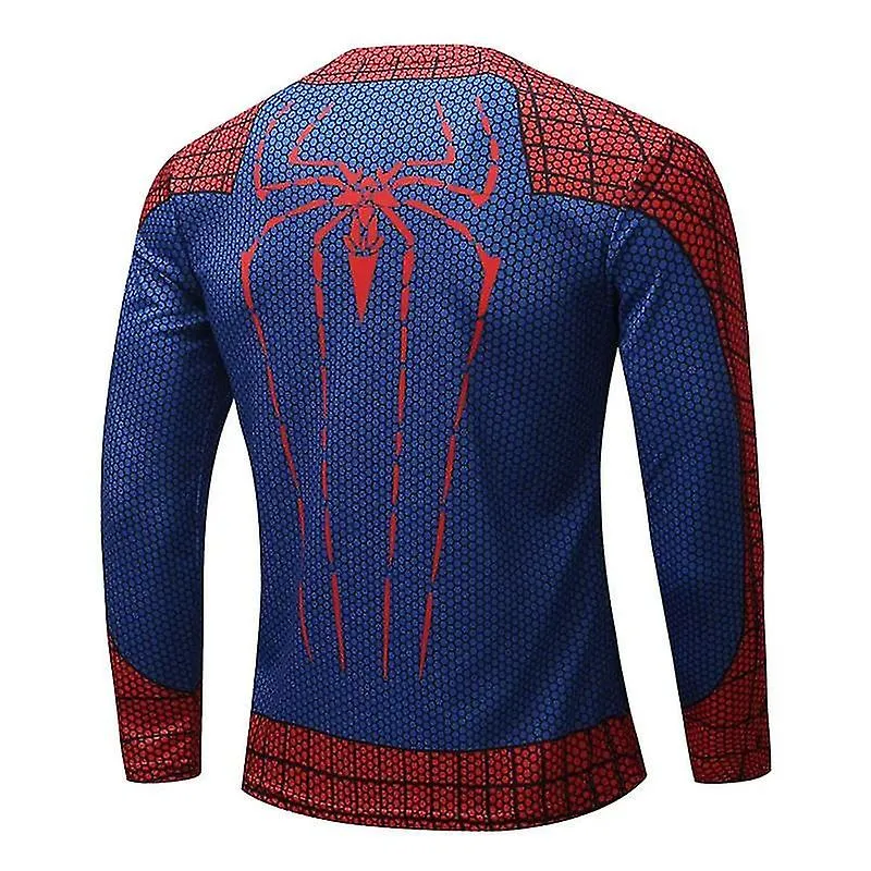 3d Spiderman Print Ropa Fitness Ropa Medias Rápido Seco Camiseta manga larga Hombres
