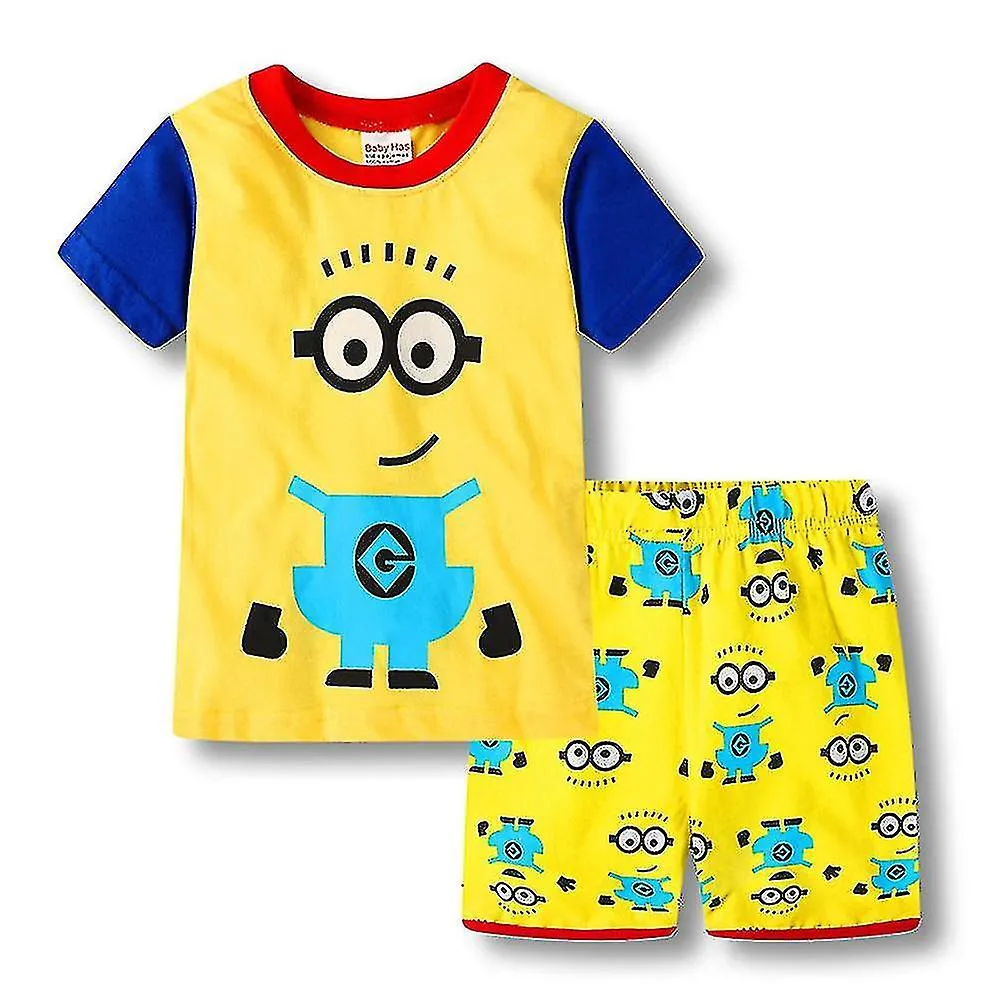 47 AñOS NIñOS NIñOS NIñAS MINIONS PIJAMA DE DIBUJOS ANIMADOS CAMISETA DE MANGA CORTA CONJUNTO DE PANTALONES CORTOS ROPA DE ESTA