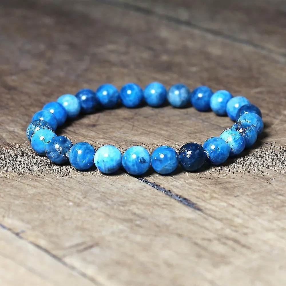 8mm Pulsera de apatita de piedra natural Joyería hecha a mano Hebra de encanto Pulsera de yoga Pulsera de energía curativa Mujer