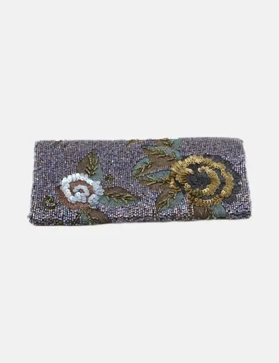 Accessorize Bolso mano gris abalorios