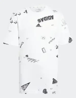 Adidas Camiseta Brand Love Allover Print (Adolescentes)