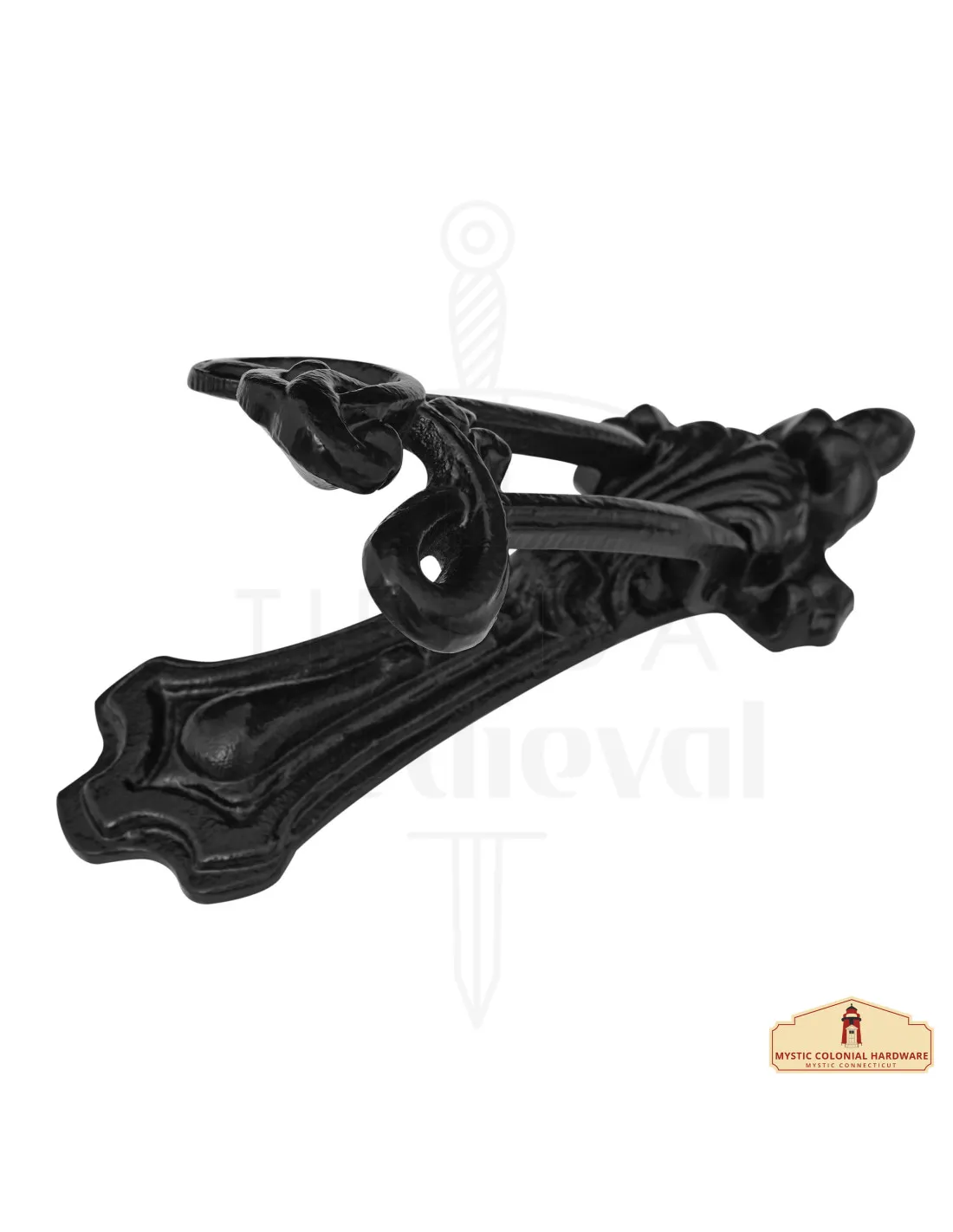 Aldaba gótica medieval de hierro hecha a mano ( 20,3 cm.)