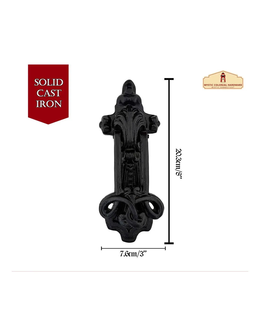 Aldaba gótica medieval de hierro hecha a mano ( 20,3 cm.)