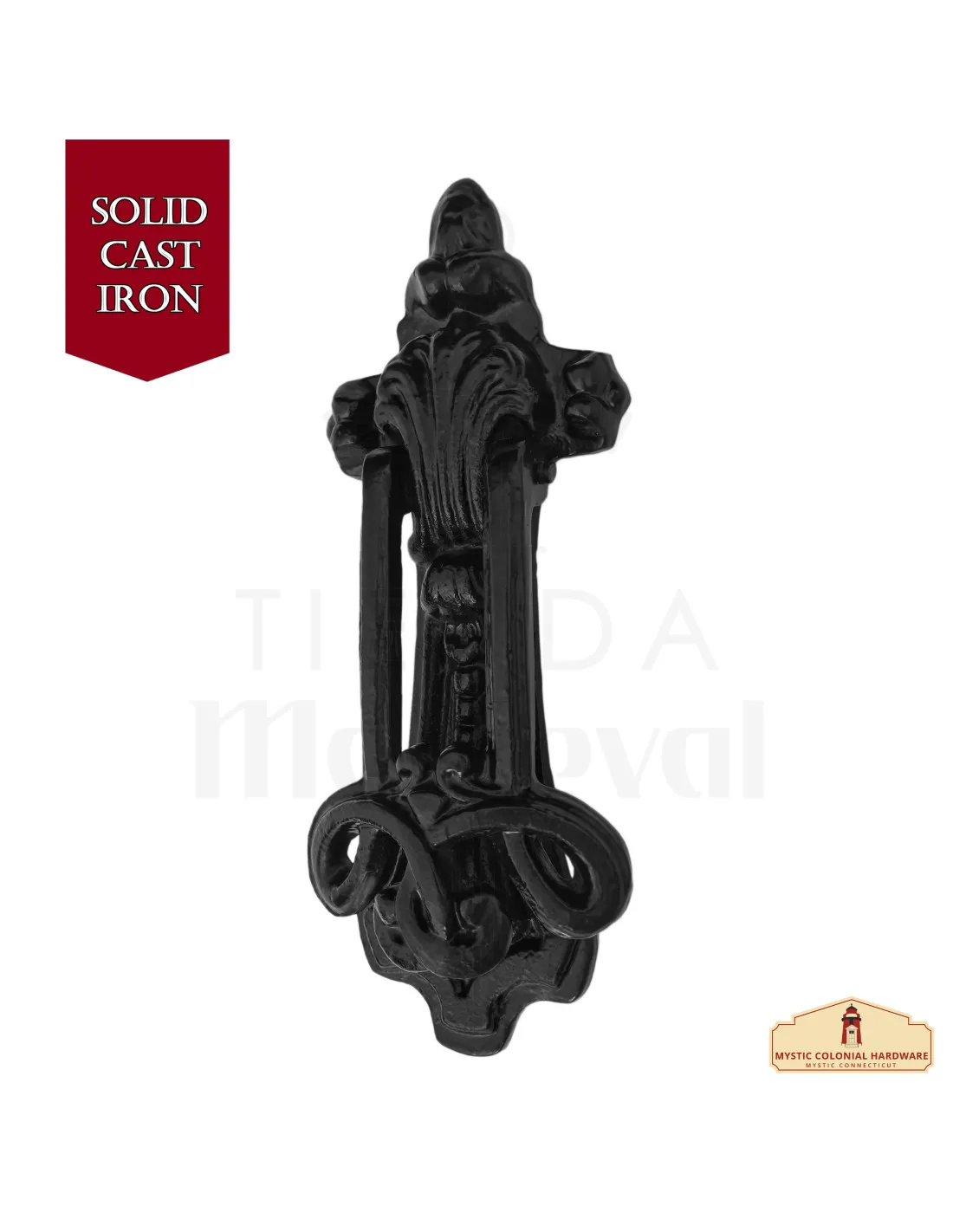 Aldaba gótica medieval de hierro hecha a mano ( 20,3 cm.)