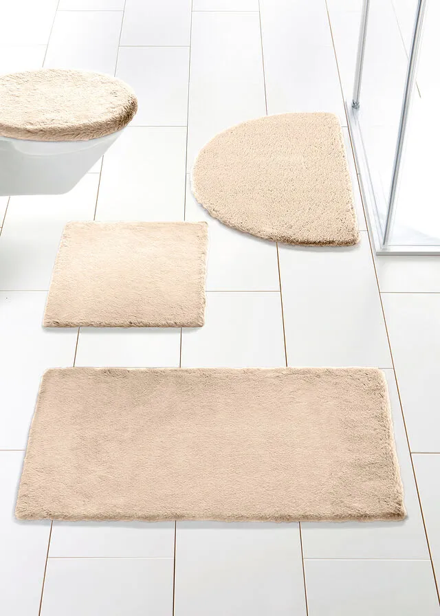 Alfombra de baño de calidad y especialmente suave Crema