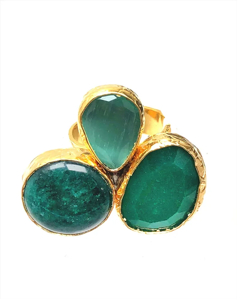 ANILLOS MUJER GRANDES DE PIEDRAS NATURALES VERDES  JOYAS PARA BODAS