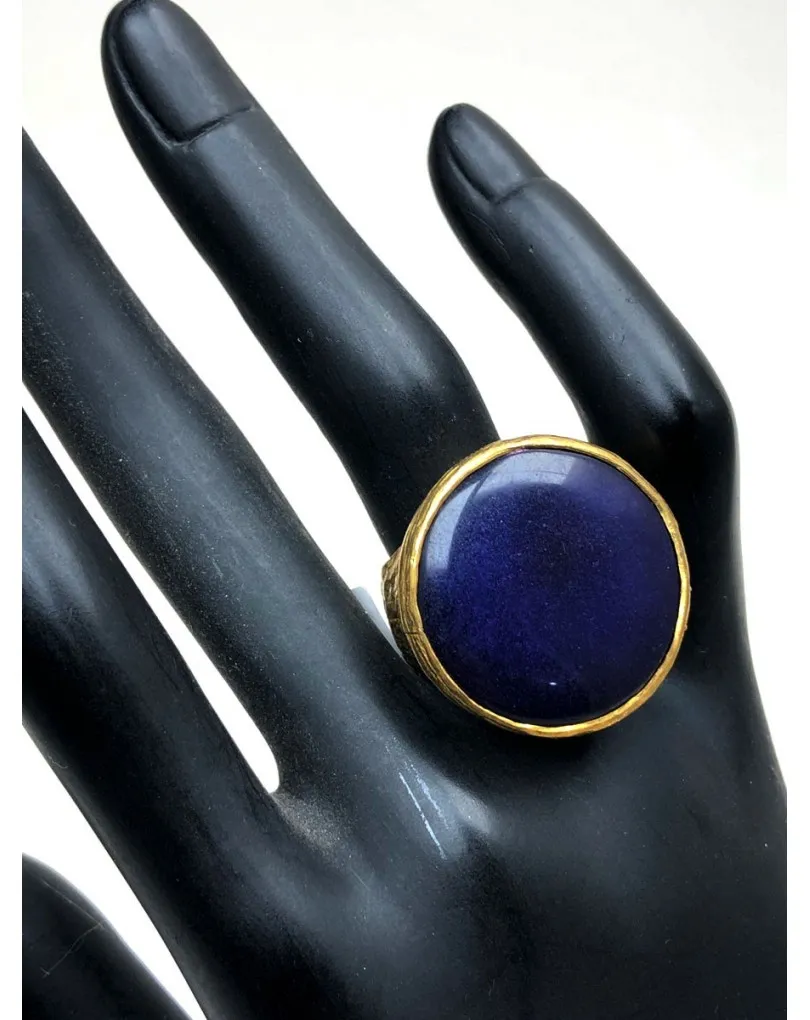 ANILLOS MUJER GRANDES MORADOS CON BAÑO DE ORO Y PIEDRA NATURAL