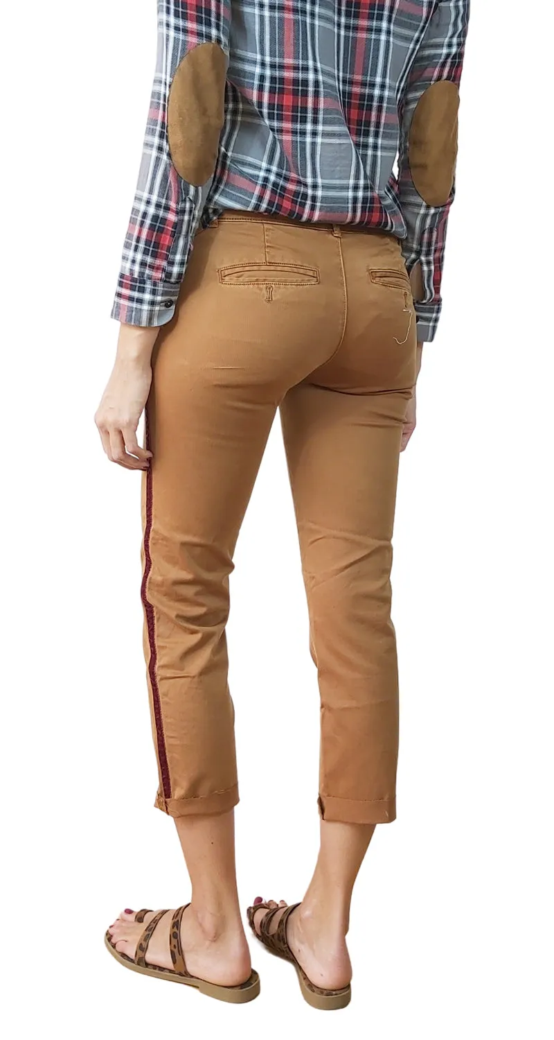 ANTHROPOLOGIE Pantalón Café con Burdeo