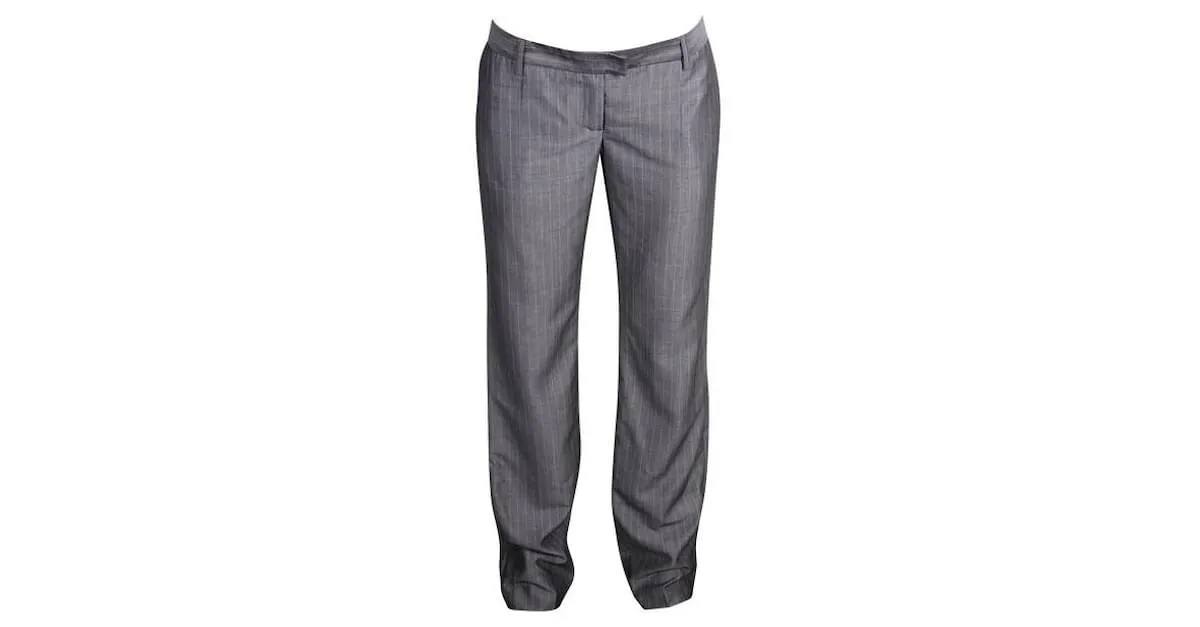 Autre Marque DISEÑADOR CONTEMPORÁNEO Pantalón gris con rayas rosa pastel 