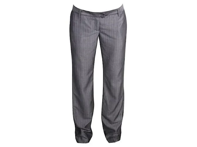 Autre Marque DISEÑADOR CONTEMPORÁNEO Pantalón gris con rayas rosa pastel 