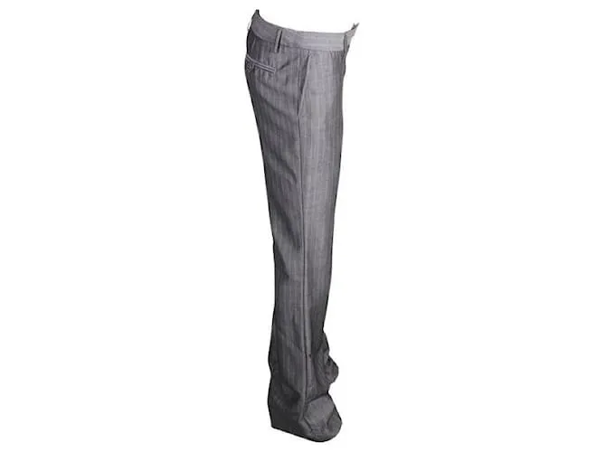 Autre Marque DISEÑADOR CONTEMPORÁNEO Pantalón gris con rayas rosa pastel 