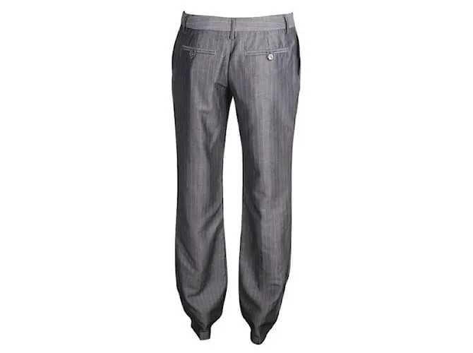 Autre Marque DISEÑADOR CONTEMPORÁNEO Pantalón gris con rayas rosa pastel 