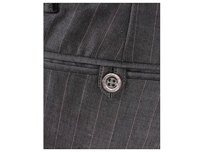 Autre Marque DISEÑADOR CONTEMPORÁNEO Pantalón gris con rayas rosa pastel 