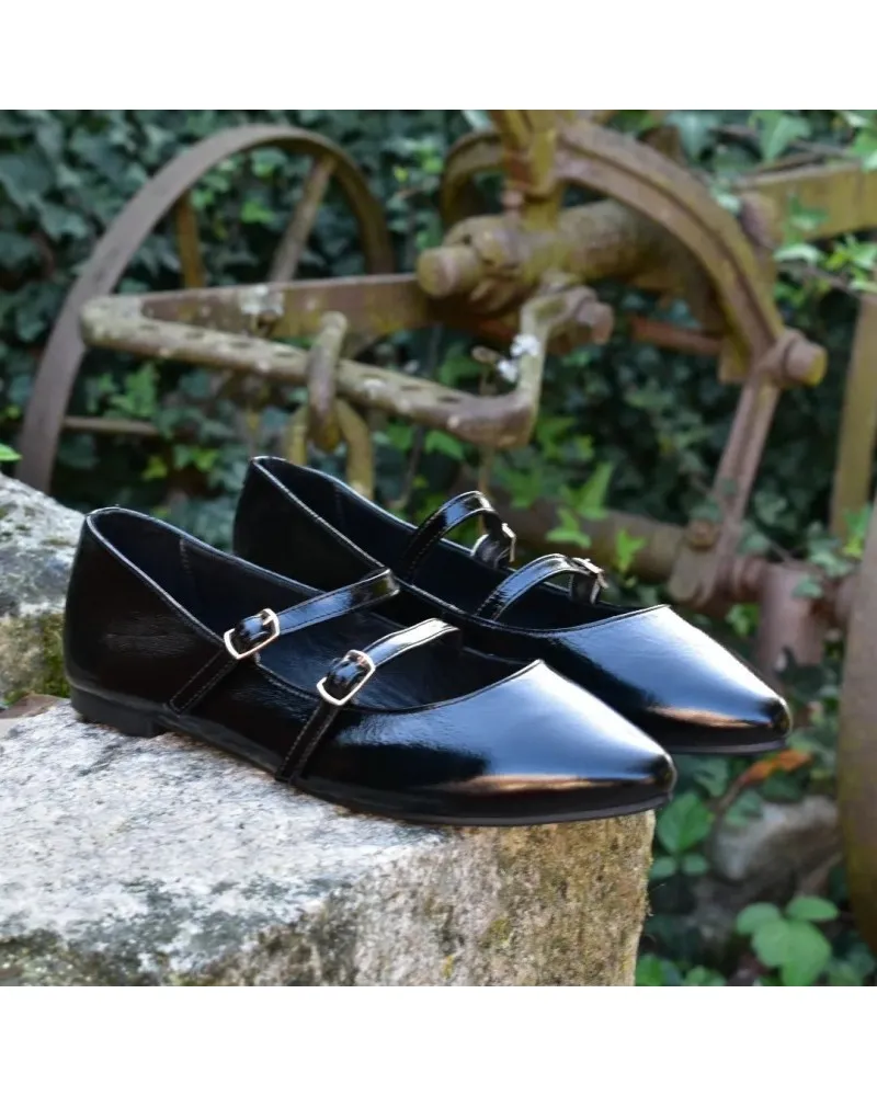 Bailarina de charol piel TOP3shoes 23357 hebillas