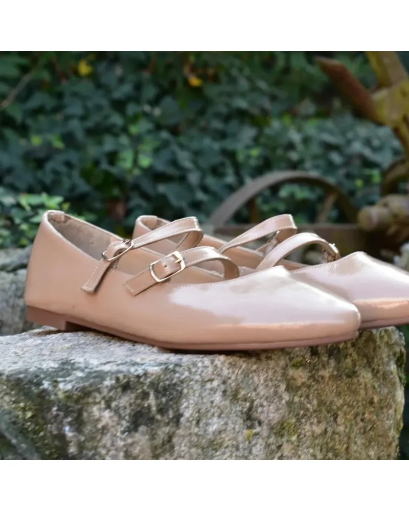 Bailarina de charol piel TOP3shoes 23357 hebillas
