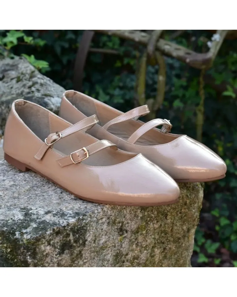 Bailarina de charol piel TOP3shoes 23357 hebillas