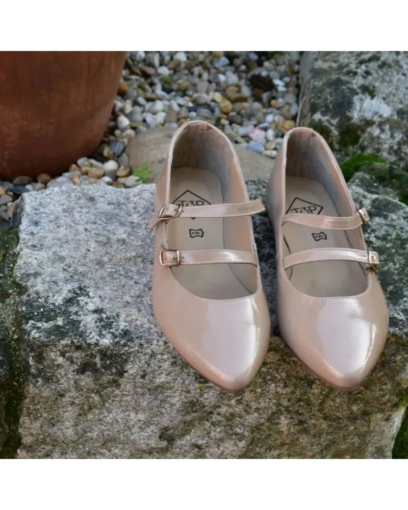 Bailarina de charol piel TOP3shoes 23357 hebillas