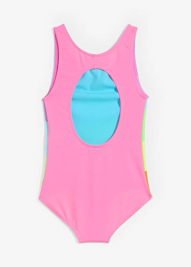 Bañador de poliamida reciclada para niñas Multicolor estampado
