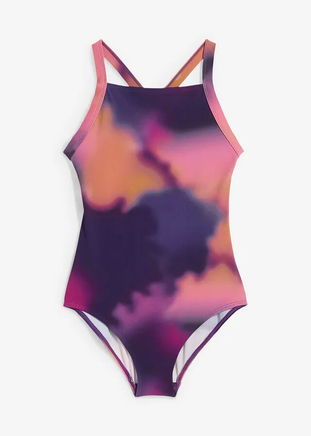 Bañador para niñas de poliamida reciclada Multicolor