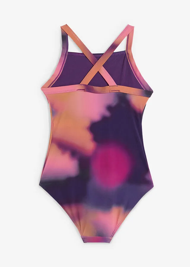 Bañador para niñas de poliamida reciclada Multicolor