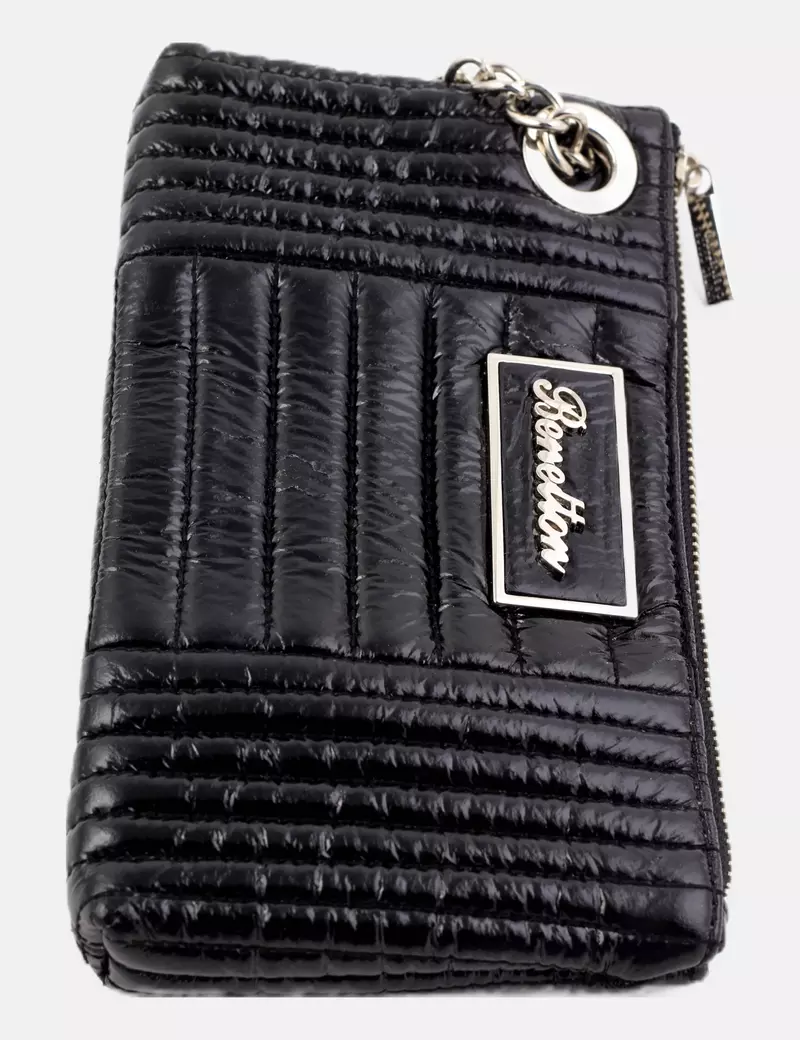 Benetton Bolso de mano negro texturizado