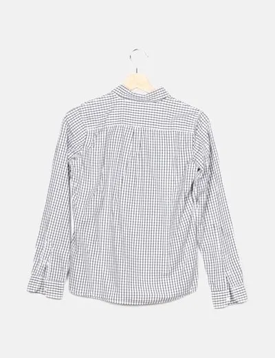 Benetton Camisa de cuadros azul marino
