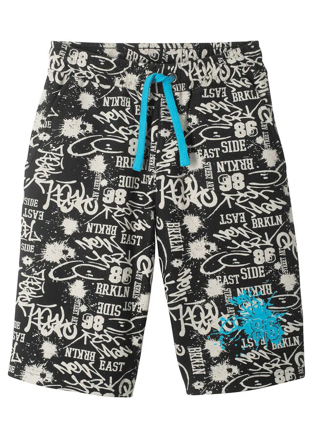 Bermudas de chándal para niños Negro estampado