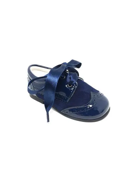 blucher charol y ante azul