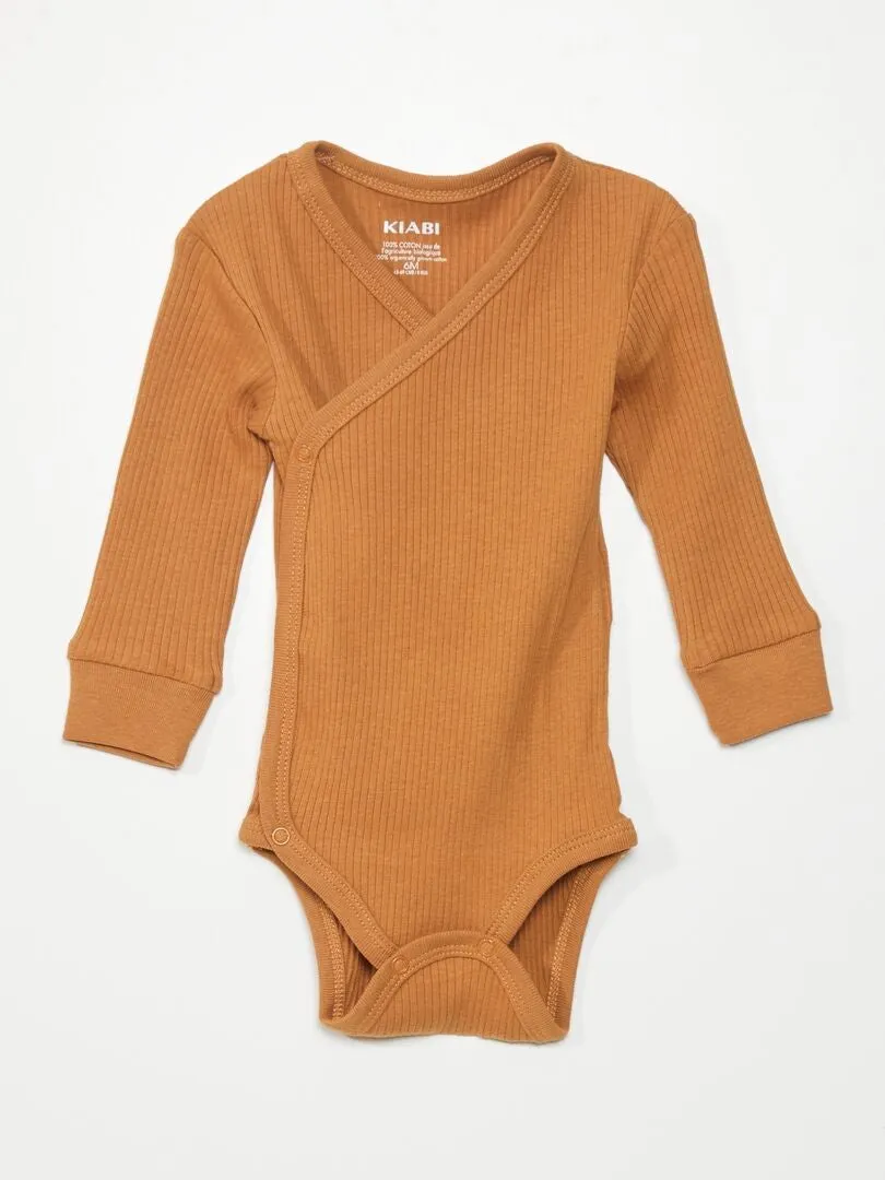 BODY DE CANALé CRUZADO + LEGGING  2 PIEZAS  MARRON