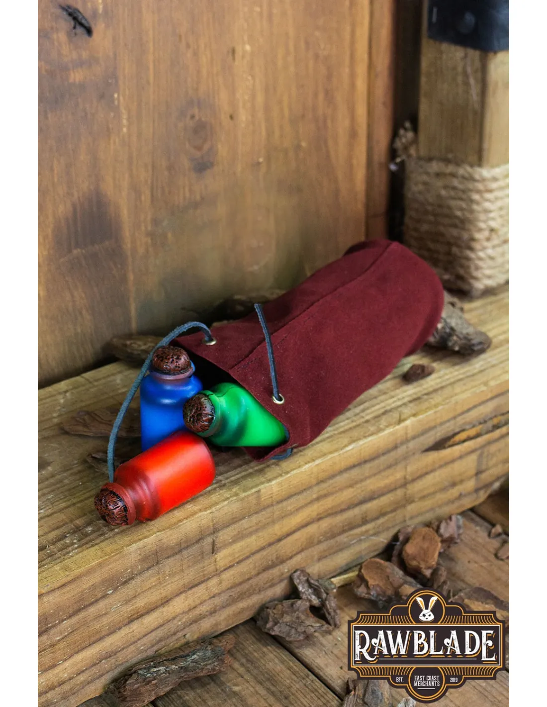 BOLSA DE TUBO ADVENTURER EN PIEL DE GAMUZA  ROJA