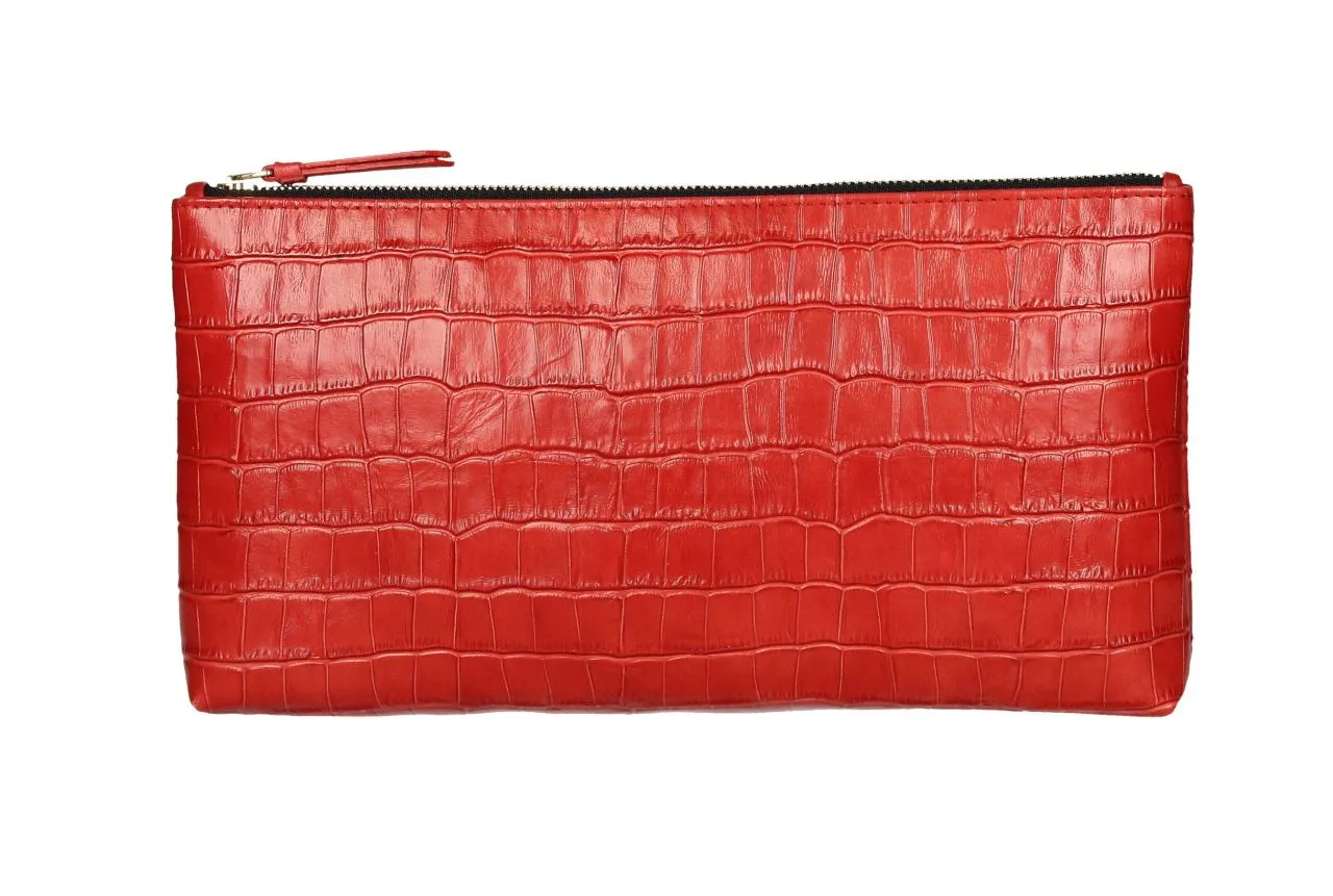 Bolsa Mano Piel Coco Rojo