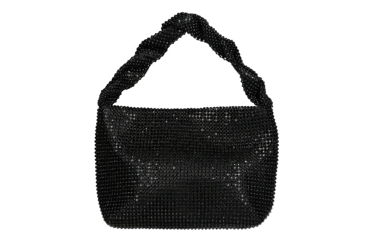 Bolsito Mano Negro Strass Asa Retorcida