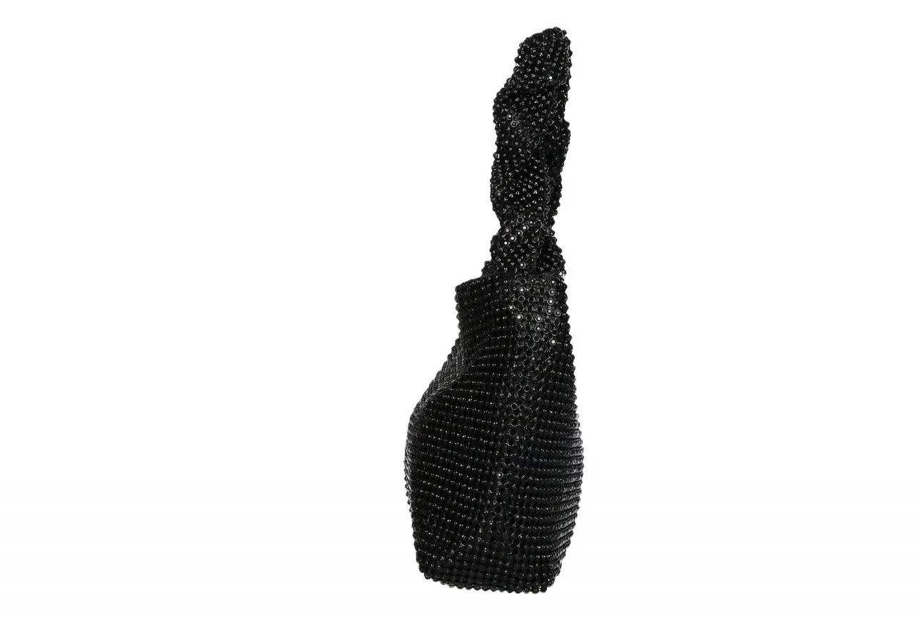 Bolsito Mano Negro Strass Asa Retorcida
