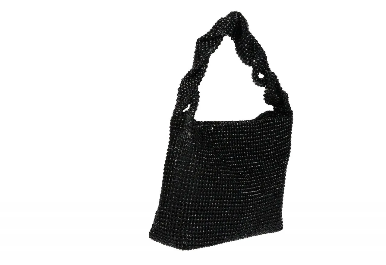 Bolsito Mano Negro Strass Asa Retorcida