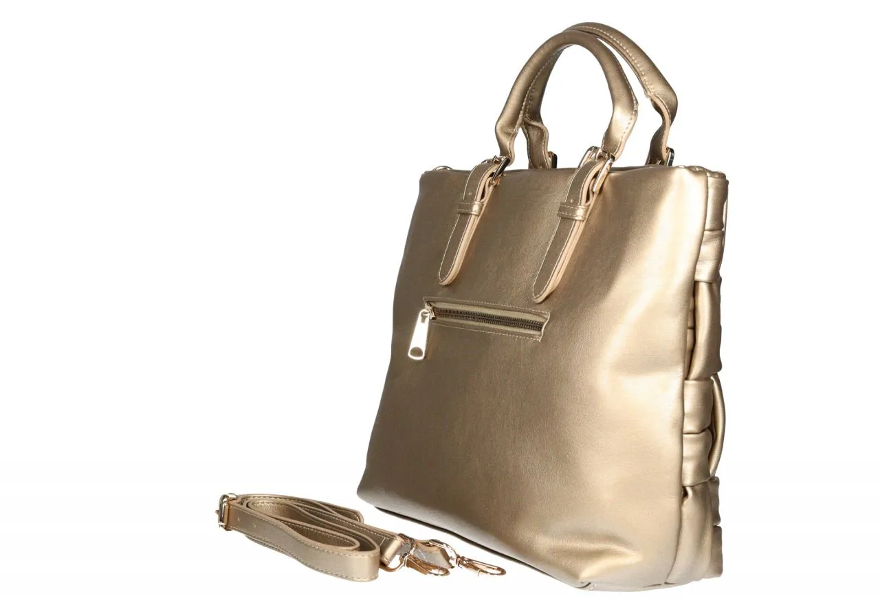 Bolso Dorado Pasados Logo Frontal Asas Mano