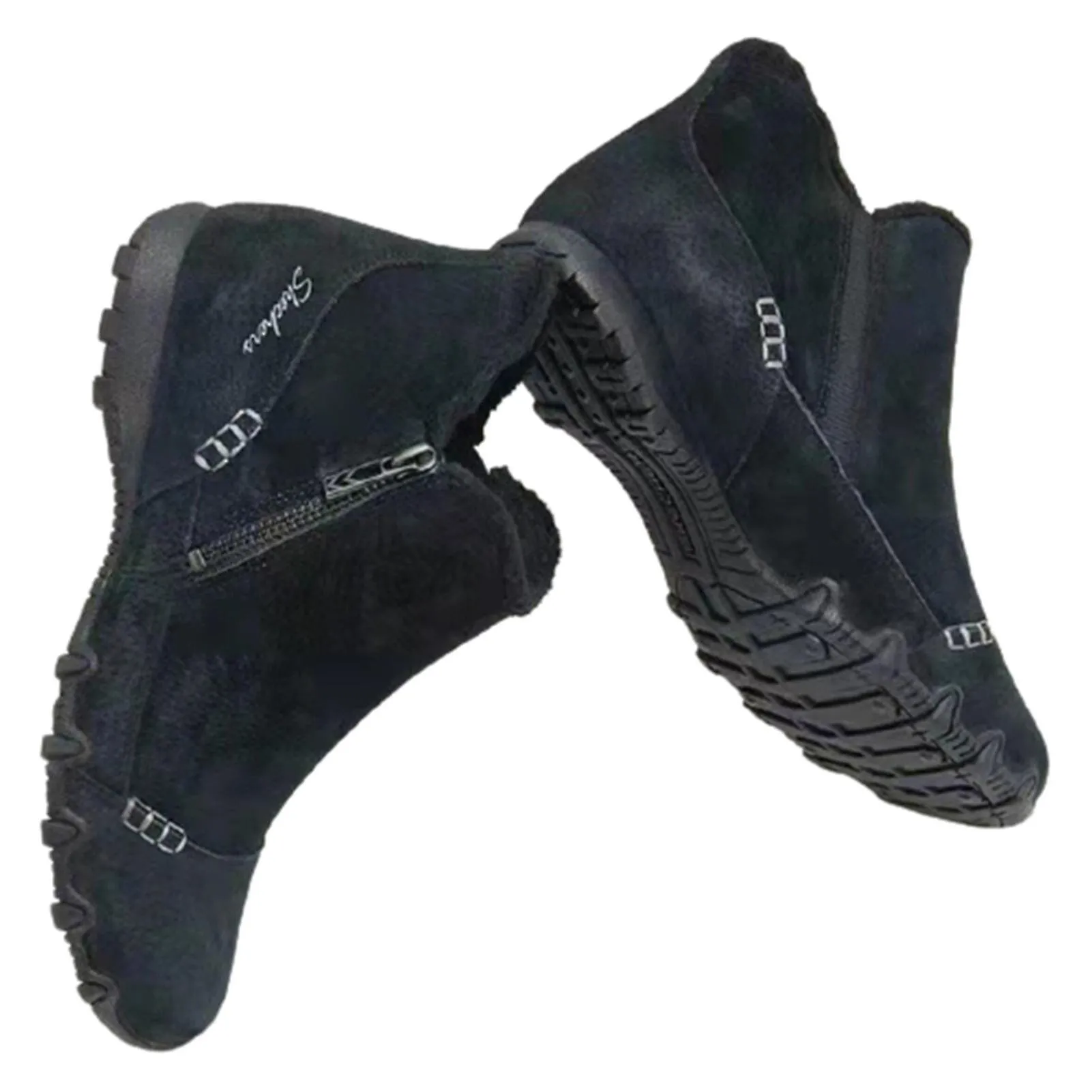 Botas De Gamuza De Mujer Con Cremallera Lateral Botines Planos Cálidos Estilo Vintage Fácil De Poner Jsir