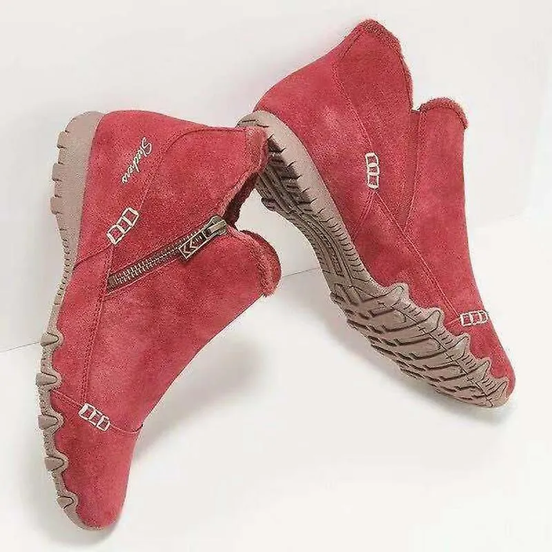 Botas De Gamuza De Mujer Con Cremallera Lateral Botines Planos Cálidos Estilo Vintage Fácil De Poner Jsir