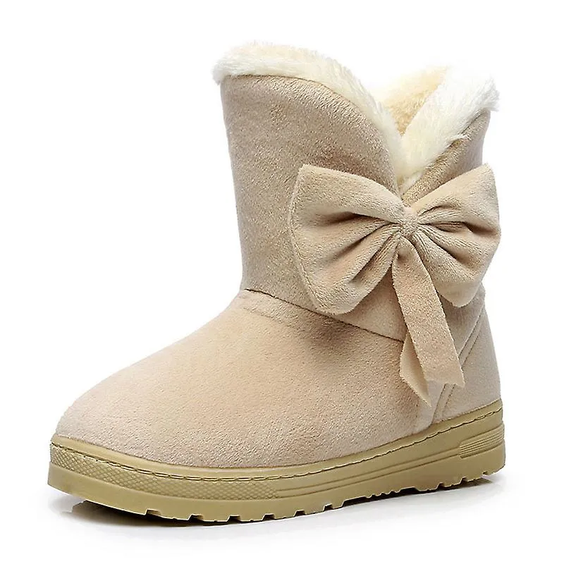 Botas de mujer Zapatos de invierno femeninos dulces Piel de mujer Botas de nieve cálidas Botines sólidos
