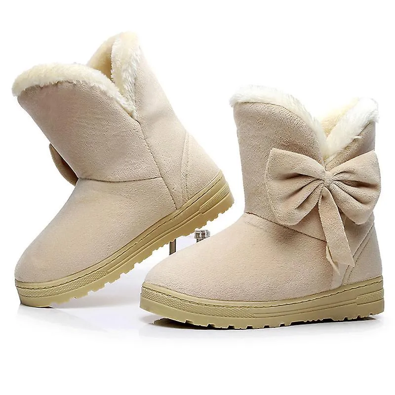 Botas de mujer Zapatos de invierno femeninos dulces Piel de mujer Botas de nieve cálidas Botines sólidos