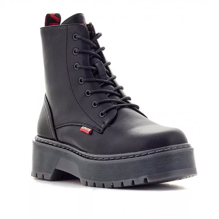 Botines plataforma Levi's negras de plataforma con logo en rojo