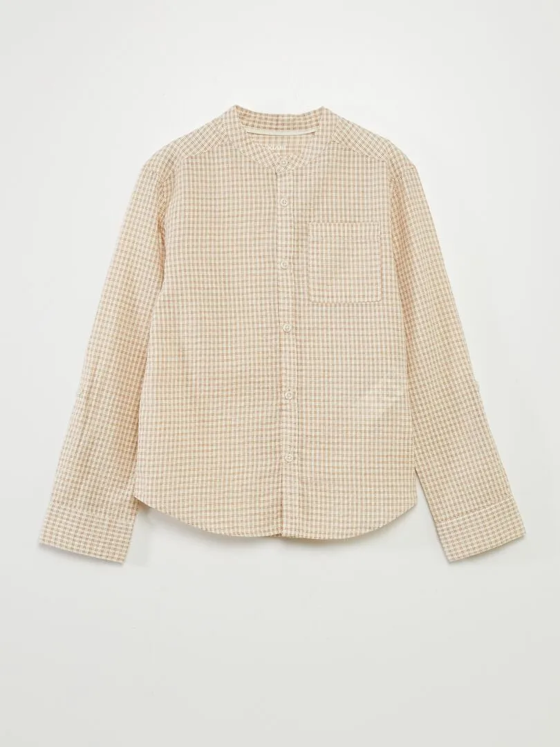 CAMISA DE CUADROS  BEIGE