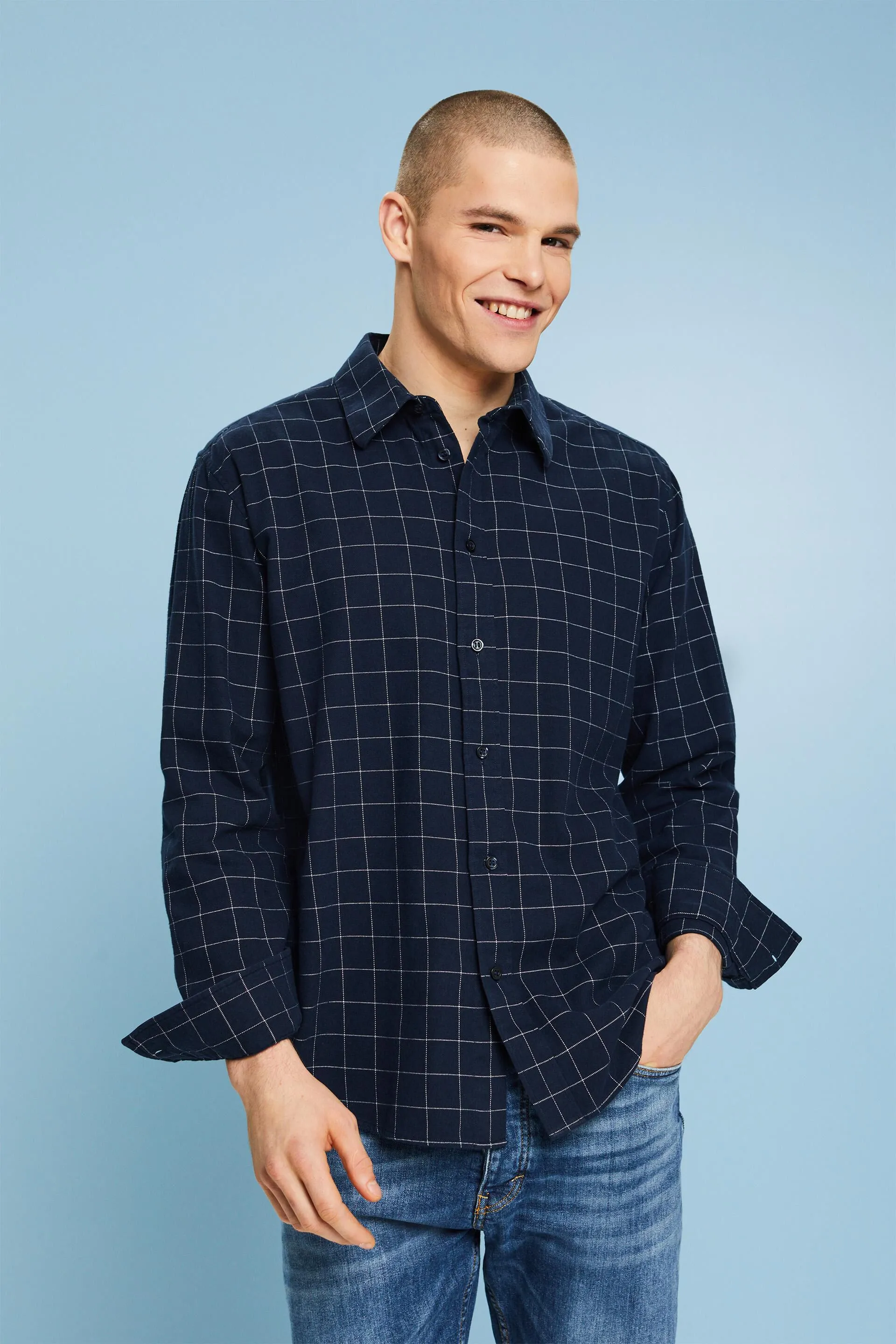 Camisa de cuadros de franela de corte normal